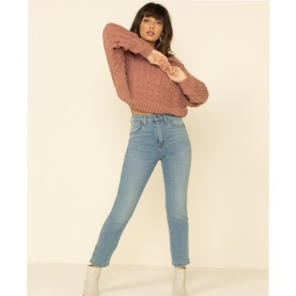 💞POL💞 Chenille Cropped Cableknit / Size L / Dusty Rose - Picture 2 of 10